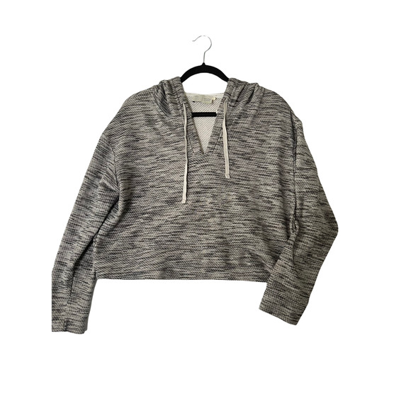 Anthropologie SATURDAY SUNDAY Womens Hoodie REHEARSAL Cropped Gray Sparkle Sz L - Picture 2 of 5